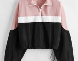 Half Zipper Colorblock Crop Wind Jacket