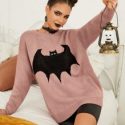 Halloween Bat Pattern Drop Shoulder Sweater