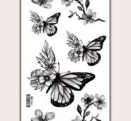 Halloween Butterfly & Flower Pattern Tattoo Sticker