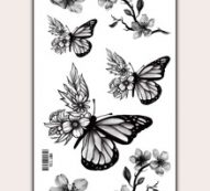 Halloween Butterfly & Flower Pattern Tattoo Sticker