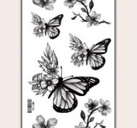 Halloween Butterfly & Flower Pattern Tattoo Sticker