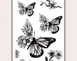 Halloween Butterfly & Flower Pattern Tattoo Sticker