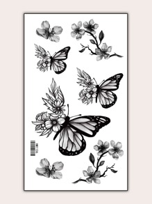 Halloween Butterfly & Flower Pattern Tattoo Sticker