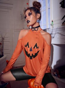 Halloween Cold Shoulder Tee