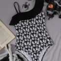 Halloween Ghost Print Ruffle One Piece Swimsuit