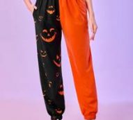 Halloween Graphic Colorblock Sweatpants