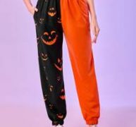Halloween Graphic Colorblock Sweatpants