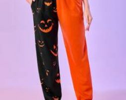 Halloween Graphic Colorblock Sweatpants