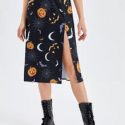 Halloween Graphic Split Skirt