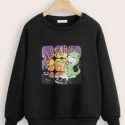 Halloween Letter Cartoon Graphic Drop Shoulder Sweatshirt