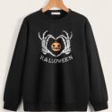 Halloween Letter Skeleton Graphic Sweatshirt