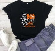 Halloween Letter Skull Graphic Tee