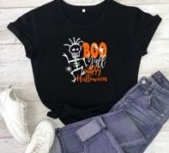 Halloween Letter Skull Graphic Tee