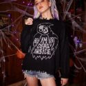 Halloween Letter Skull Pattern Distressed Sweater