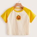 Halloween Print & Colorblock Tee