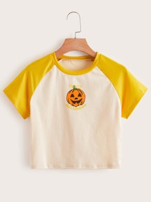 Halloween Print & Colorblock Tee