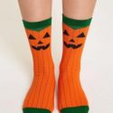 Halloween Pumpkin Graphic Crew Socks