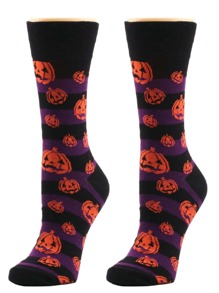 Halloween Pumpkin Graphic Crew Socks