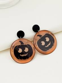 Halloween Pumpkin Graphic Drop Earrings