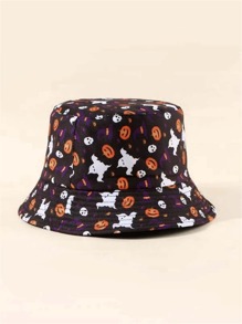 Halloween Pumpkin Print Bucket Hat