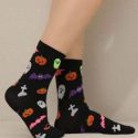 Halloween Pumpkin Print Crew Socks