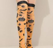 Halloween Pumpkin Print Over The Knee Socks