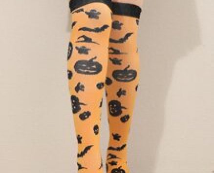 Halloween Pumpkin Print Over The Knee Socks