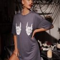 Halloween Skeleton Finger Print Night Dress