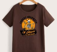 Halloween Skeleton Letter Graphic Tee