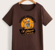 Halloween Skeleton Letter Graphic Tee