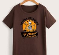 Halloween Skeleton Letter Graphic Tee