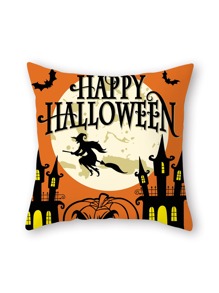 Halloween Slogan Graphic Cushion Cover Without Filler