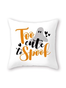 Halloween Slogan Graphic Cushion Cover Without Filler