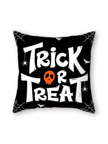 Halloween Slogan Graphic Cushion Cover Without Filler