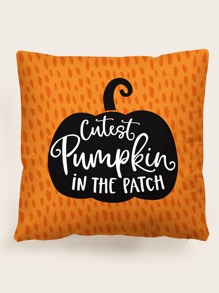 Halloween Slogan Graphic Cushion Cover Without Filler