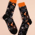 Halloween Spider Web Print Crew Socks