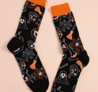 Halloween Spider Web Print Crew Socks