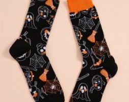Halloween Spider Web Print Crew Socks