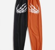 Halloween Two Tone Skeleton Graphic Sweatpants