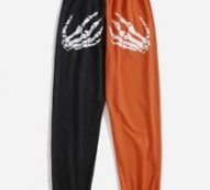 Halloween Two Tone Skeleton Graphic Sweatpants
