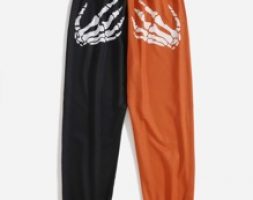 Halloween Two Tone Skeleton Graphic Sweatpants