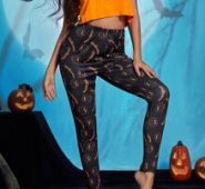 Halloween & Letter Graphic Tee With Leggings PJ Set