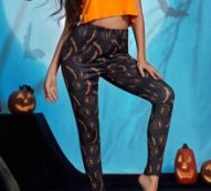 Halloween & Letter Graphic Tee With Leggings PJ Set