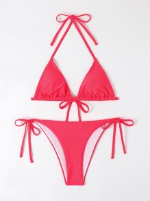 Halter Triangle Tie Side Bikini Swimsuit