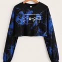 Hand Graphic Tie Dye Crop Sweatshirt