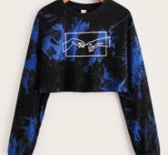 Hand Graphic Tie Dye Crop Sweatshirt