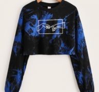 Hand Graphic Tie Dye Crop Sweatshirt