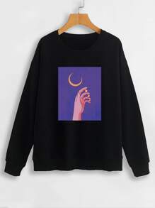 Hand & Moon Graphic Sweatshirt