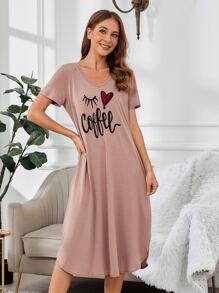 Heart And Letter Graphic Night Dress