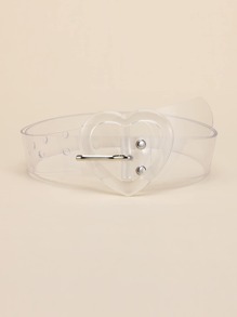 Heart Buckle Decor Transparent Belt